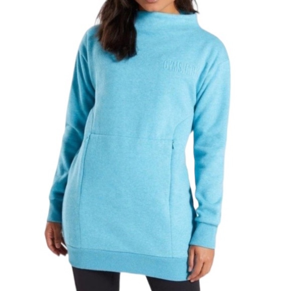 GYMSHARK So Soft Longline Pockets Tunic Sweatshirt Dress Cowl Funnel Neck size S